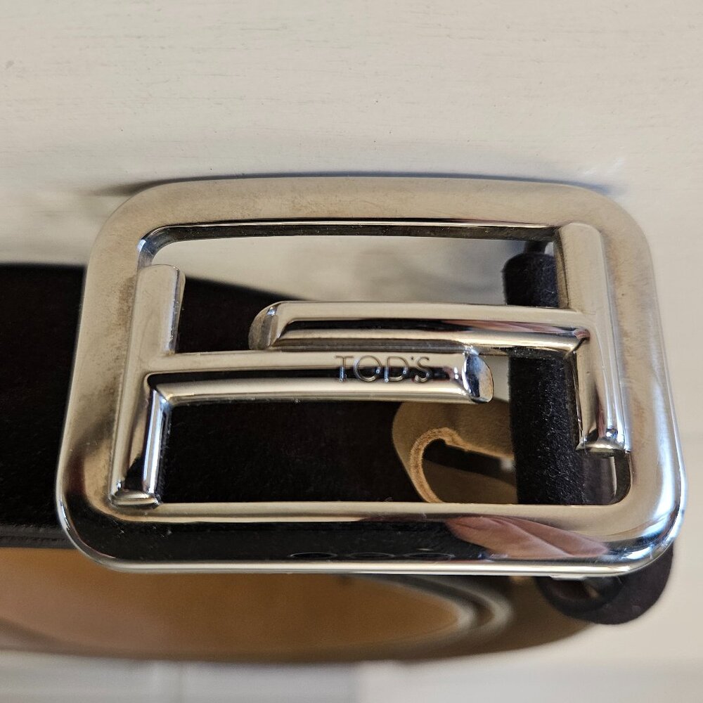 Tod's Italian Dark Brown Suede Belt -- Size 90